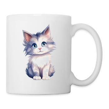 Dessin à l’aquarelle du chat des forêts norvégiennes - Mug blanc - blanc - Droite
