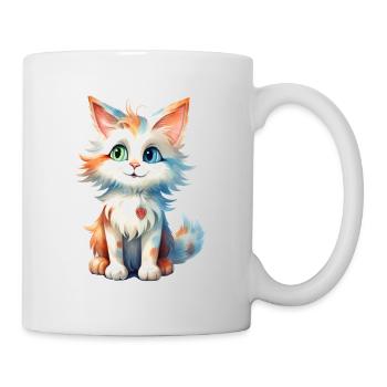 Dessin à l’aquarelle du chat des forêts norvégiennes - Mug blanc - blanc - Droite