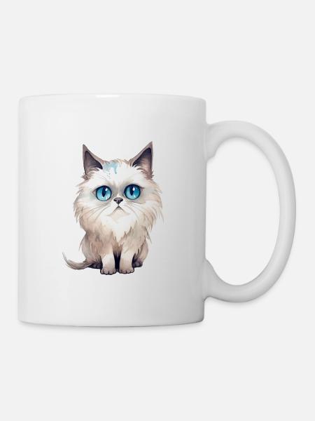 Heilige Birma Wasserfarben Zeichnung - Tasse - Weiß