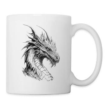 Mythischer Drache. Eine Legende in Grautönen. - Tasse - Weiß - Rechts