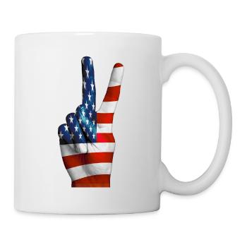 Drapeau américain signe victoire - Mug blanc - blanc - Droite