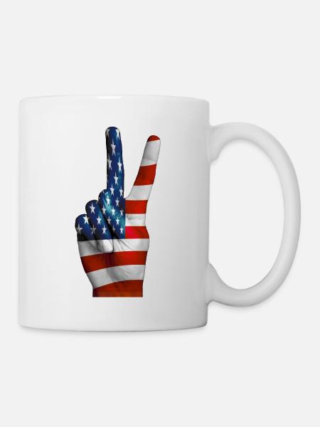 Amerikanische Flagge signalisiert Sieg - Tasse - Weiß