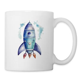Dessin d’aquarelles de fusée - Mug blanc - blanc - Droite