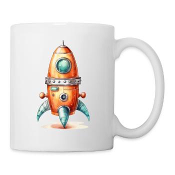 Dessin d’aquarelles de fusée - Mug blanc - blanc - Droite