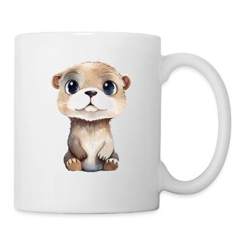 Dessin à l’aquarelle de loutre - Mug blanc - blanc - Droite