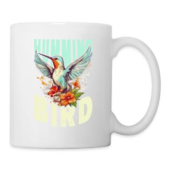 Hummingbird Flowers Bird Animal Art Watercolor Colorful - Mug - white - Right