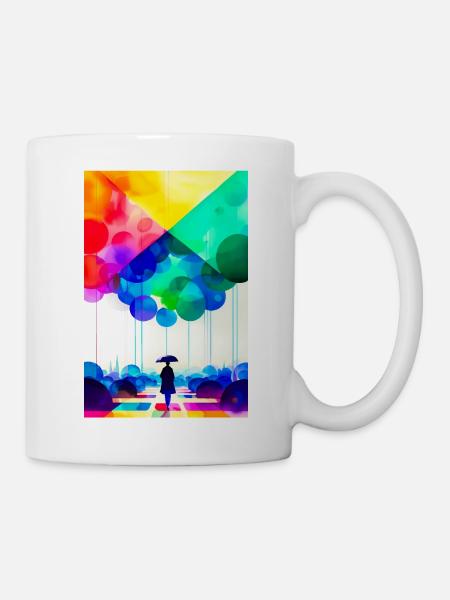 pluie arc-en-ciel - Mug blanc - blanc