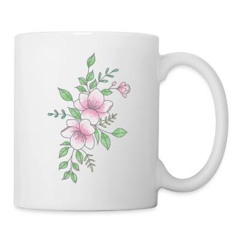 Weiße rosa Blume - Tasse - Weiß - Rechts