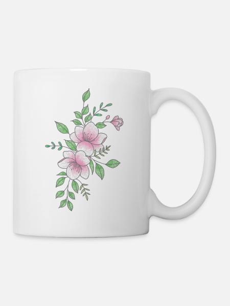 Weiße rosa Blume - Tasse - Weiß