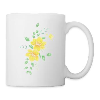 Fleur jaune orangé - Mug blanc - blanc - Droite