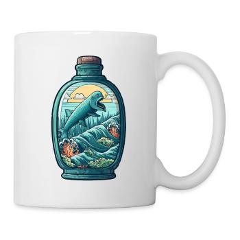 Ozean Flasche Zeichnung - Tasse - Weiß - Rechts