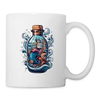 Ozean Flasche Zeichnung - Tasse - Weiß - Rechts