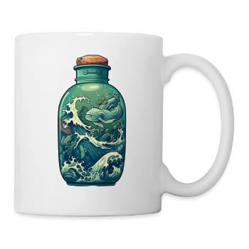 Ozean Flasche Zeichnung - Tasse - Weiß - Rechts