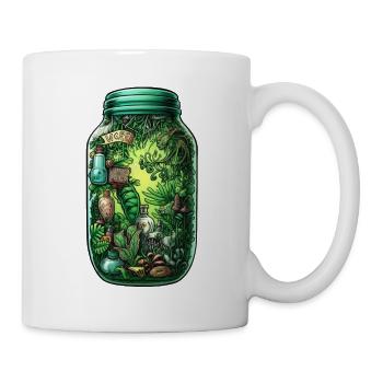 Dschungel Flasche Zeichnung - Tasse - Weiß - Rechts
