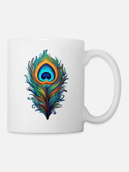 Mystical peacock feather - Mug - white