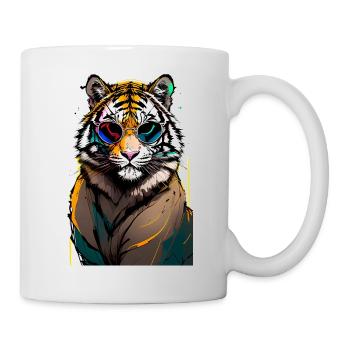 Inkpunk tiger with sunglasses 1 - Mug - white - Right