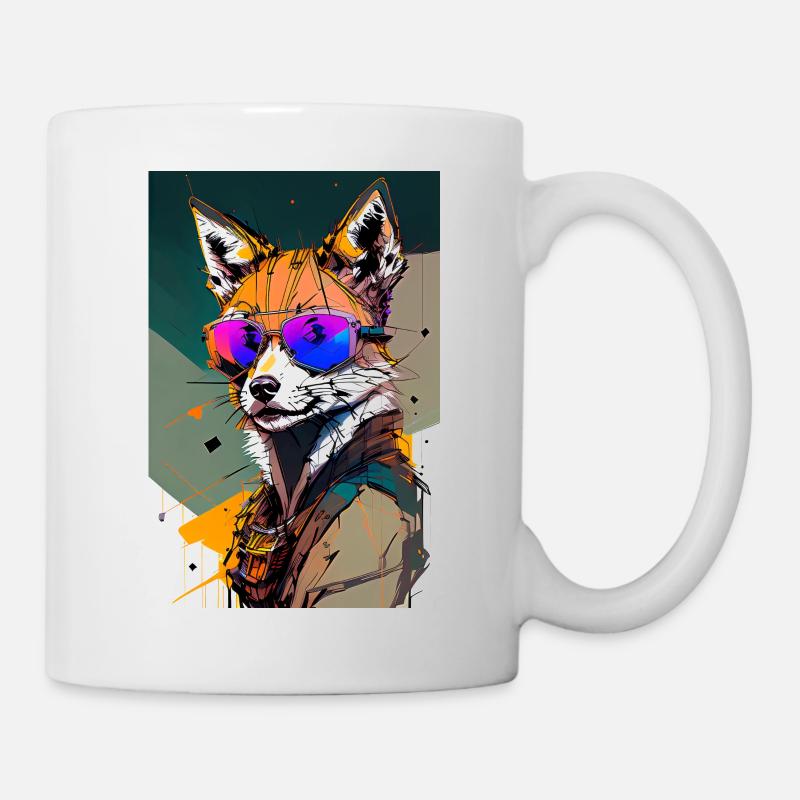 Renard inkpunk avec lunettes de soleil 6 - Mug blanc - blanc