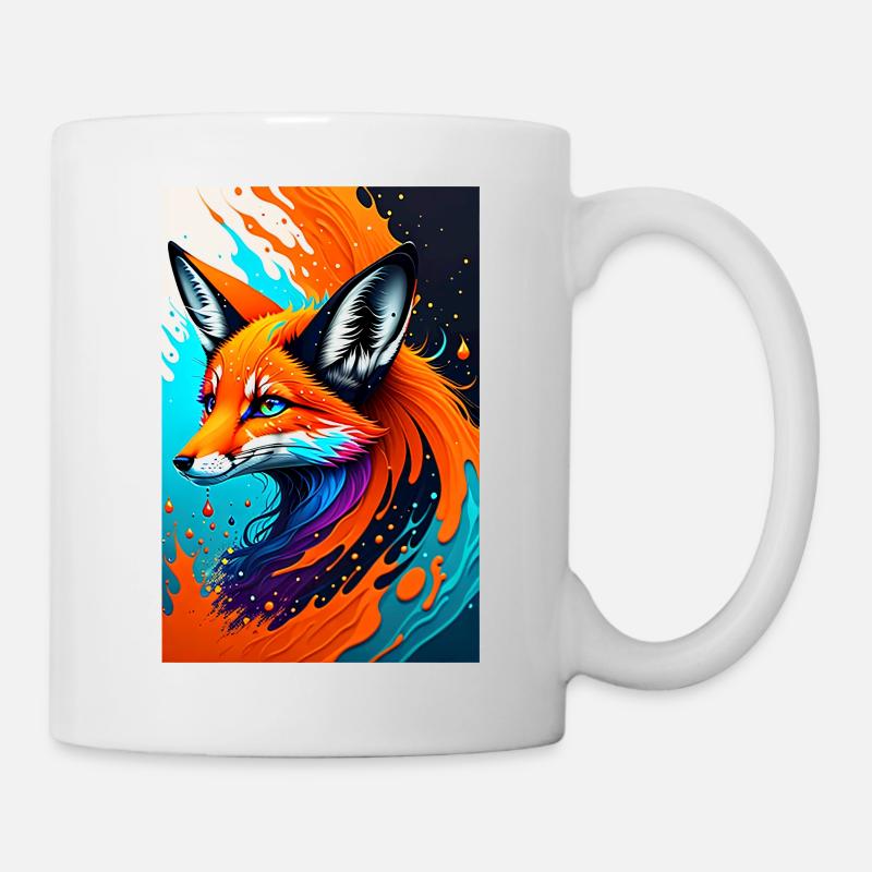 Buntes Kunst Potrait Fuchs 1 - Tasse - Weiß