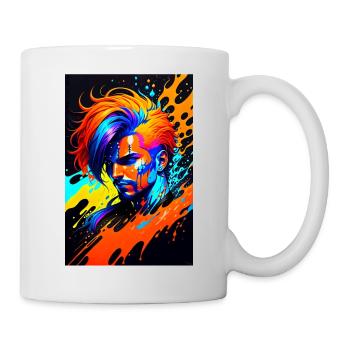Buntes Kunst Potrait Mann 1 - Tasse - Weiß - Rechts