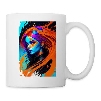 Colorful Art Potrait Woman 1 - Mug - white - Right
