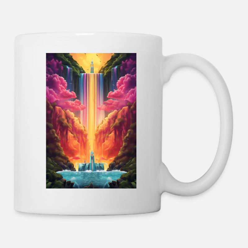 Cascade irisée: cascade colorée - Mug blanc - blanc