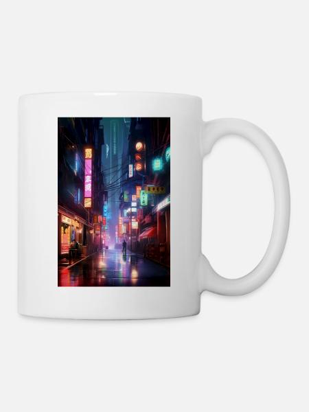 Straße Neon Stadt - Tasse - Weiß