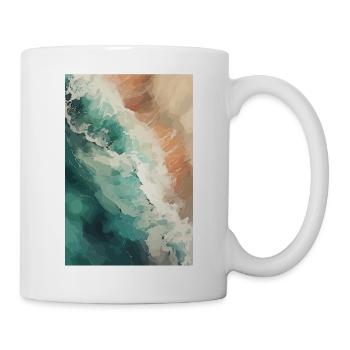 Strand Sommer Aquarell - Tasse - Weiß - Rechts