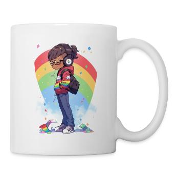 Harmonie mélodique : Fille noire avec veste LGTBQ+ - Mug blanc - blanc - Droite