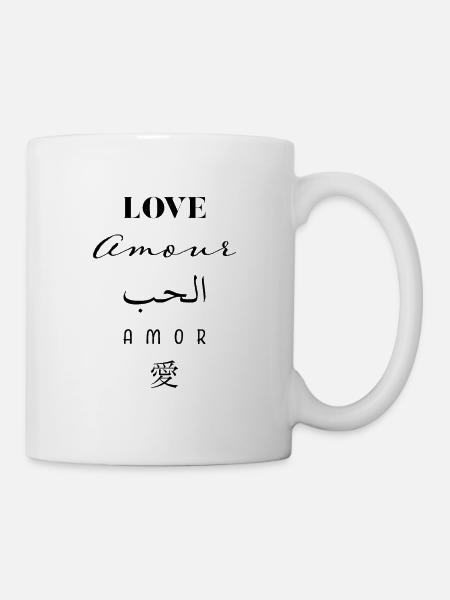 love amour habun amor aishite mots en noir - Mug blanc - blanc