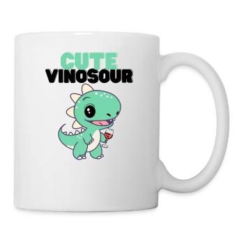 Vinosaurier - Lustiges Weinliebhaber Geschenk - Tasse - Weiß - Rechts