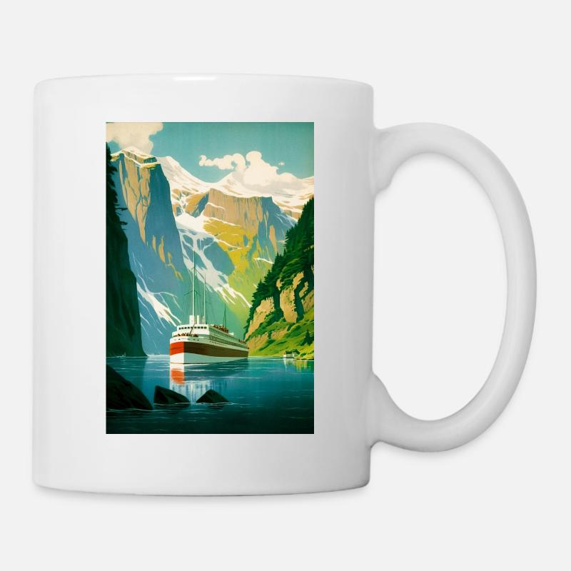 Vintage Norvège Affiche de voyage - Mug blanc - blanc