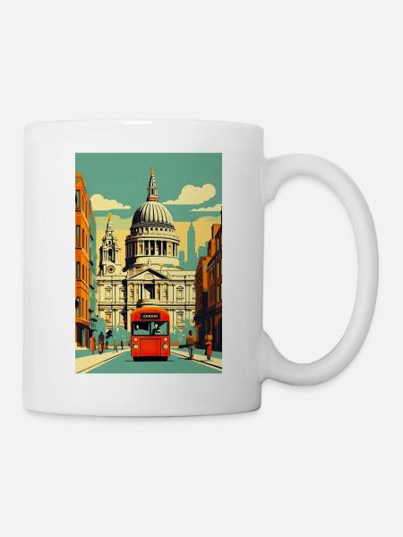 Vintage London Reiseplakat - Tasse - Weiß