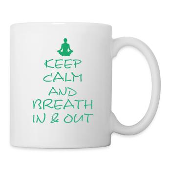 Yoga, Spruch für Yogis, Yogaübung, Namaste, Om - Tasse - Weiß - Rechts