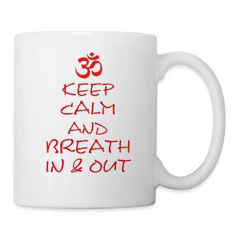 Yoga, Spruch für Yogis, Yogaübung, Namaste, Om - Tasse - Weiß - Rechts