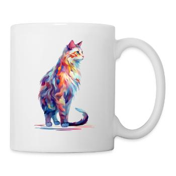 Bemaltes Cat ARt Design Hemd - Tasse - Weiß - Rechts