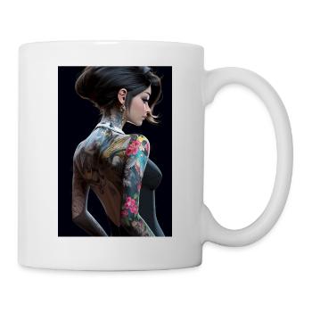 Ink Enchantress: Anime Beauty in a Black Dress - Mug - white - Right
