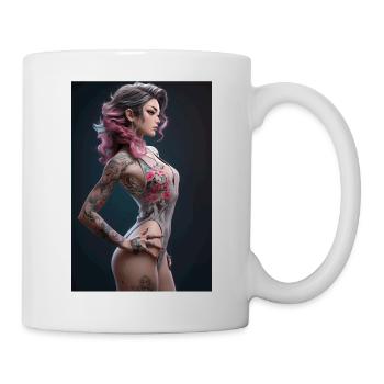 Sakura Splash: Beauté d’anime avec rose et noir - Mug blanc - blanc - Droite