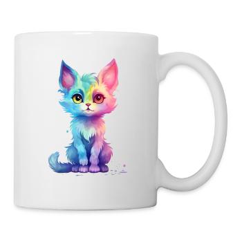 Sweet Aqua Pastel Colorful Cat Design - Mug - white - Right