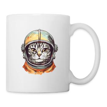 Space Cat Vintage Drawing - Mug - white - Right