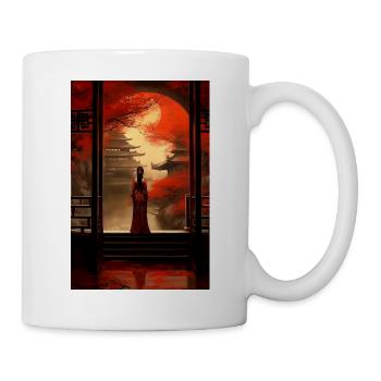 Japanisch Tempel Geisha Geschenk - Tasse - Weiß - Rechts