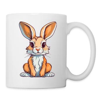 niedlicher comic Hase Kaninchen Langohr Häschen - Tasse - Weiß - Rechts