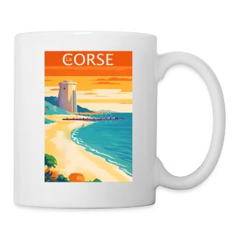 La Corse Plage rétro - Mug blanc - blanc - Droite