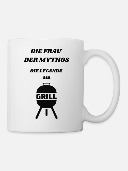 Die Frau am Grill - Tasse - Weiß