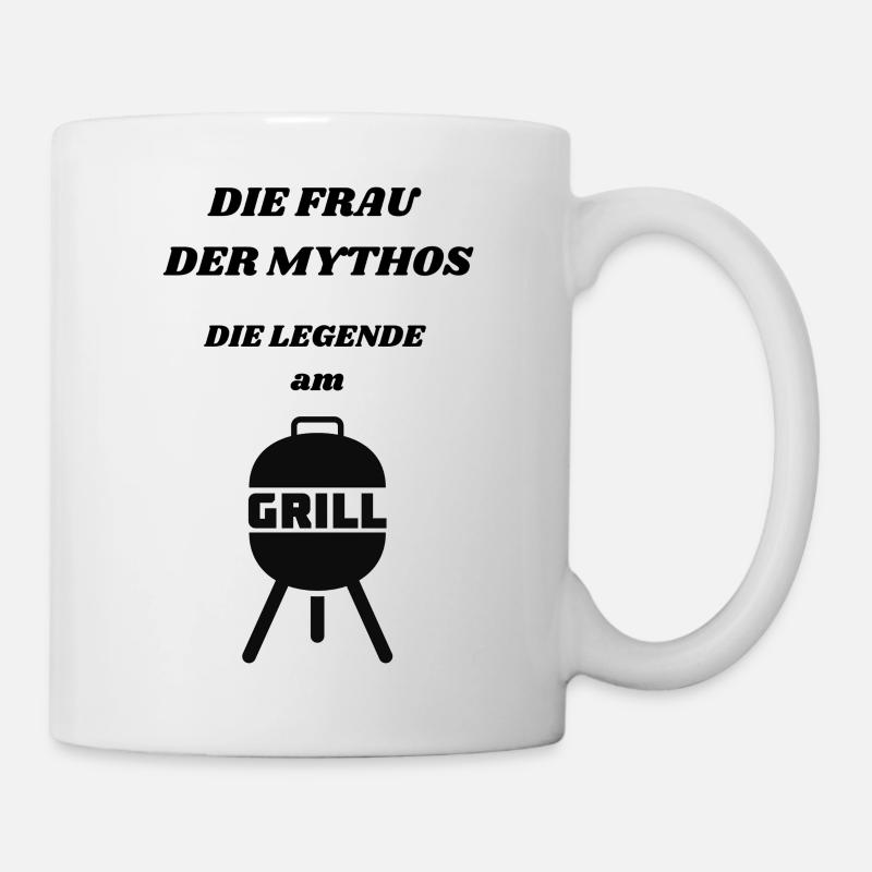 Die Frau am Grill - Tasse - Weiß