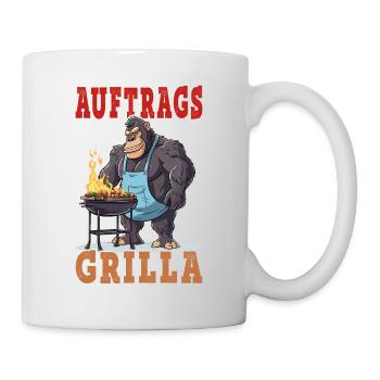 Grillen Grilla Griller Gorilla BBQ Spruch Lustig - Tasse - Weiß - Rechts
