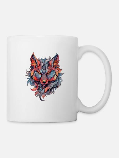 Fox Neo Dessin de tatouage traditionnel - Mug blanc - blanc