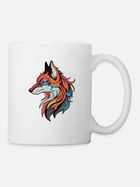 Fuchs Neo Traditional Tattoo Zeichnung - Tasse - Weiß