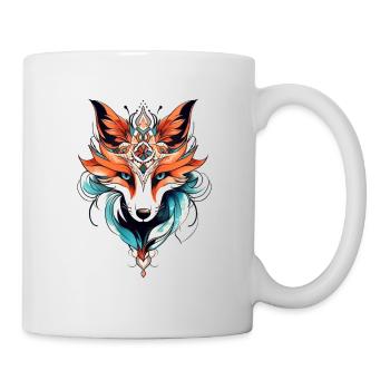 Fox Neo Traditional Tattoo Drawing - Mug - white - Right