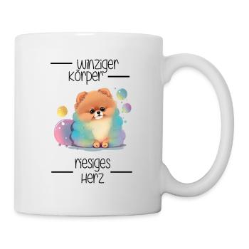 Zwergspitz Winziger Körper Riesiges Herz - Tasse - Weiß - Rechts