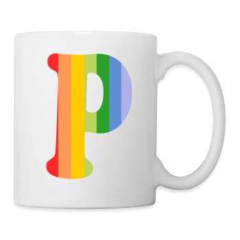 Buchstabe P Regenbogen - Tasse - Weiß - Rechts